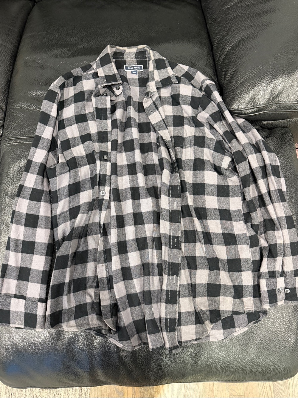 Club Room Black and Gray Buffalo Plaid Shirt